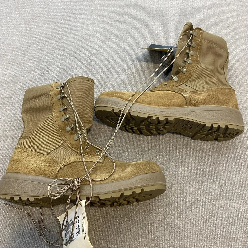 Belleville Combat Boots Mens Size 13.5 R Brown Suede Army Hot Weather Vibram NWT